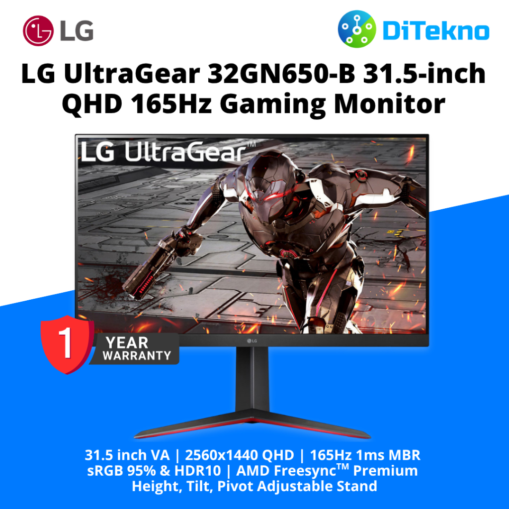 LG UltraGear 32GN650-B 31.5-inch QHD 165Hz Gaming Monitor - AFL2