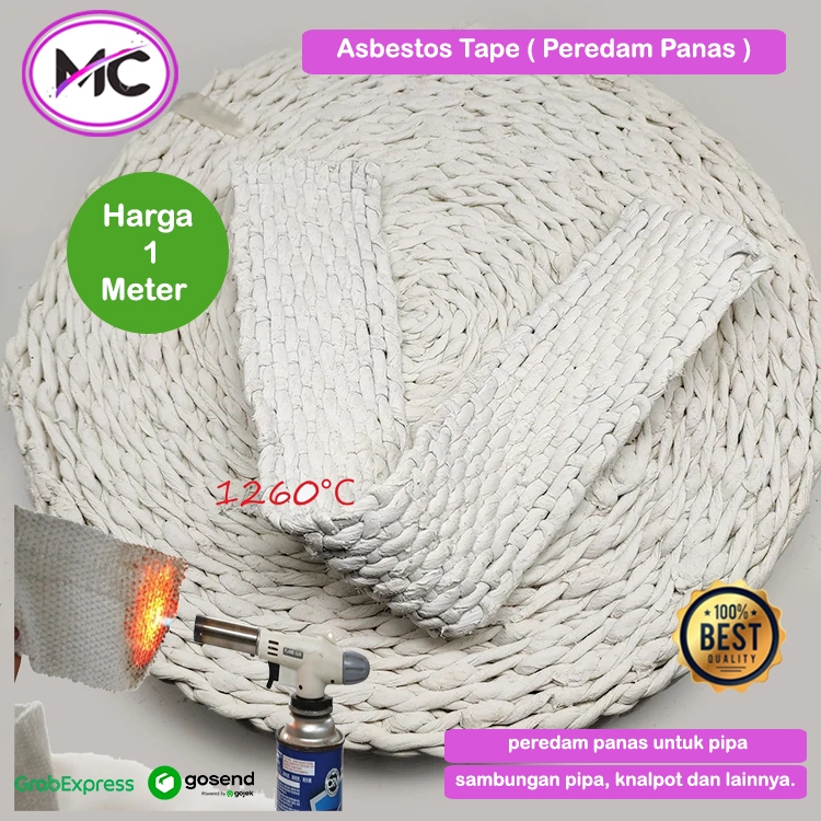 Pita Asbes Asbestos Tape Insulasi Tahan Panas Isolasi Knalpot Kain Asbestos Tape Lebar 1 2 3 4 Inch 