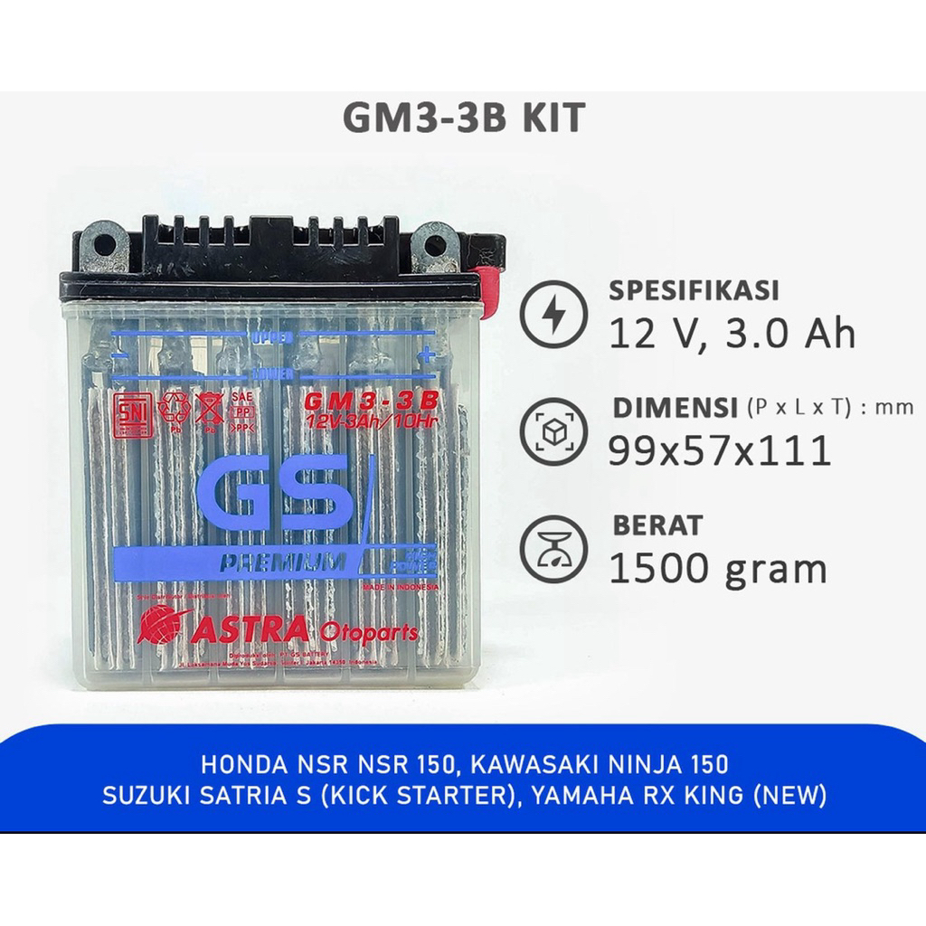 BATERAI AKI BASAH GS ASTRA ORIGINAL RXK,SATRIA,NINJA