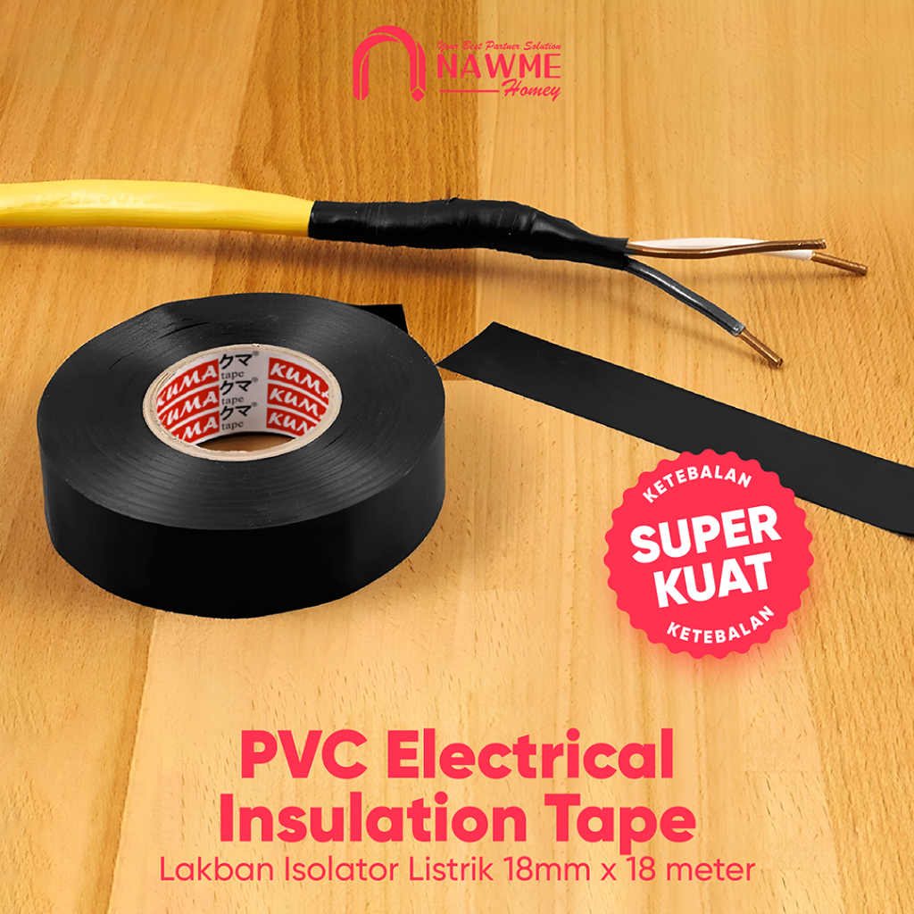 Electrical Insulation PVC Tape Lakban Isolator Moshi Perlengkapan Kabel Listrik Rumah Tahan Panas