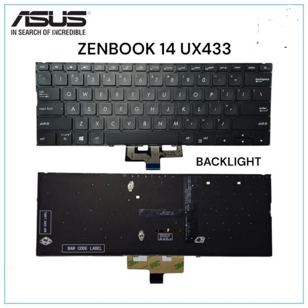 KEYBOARD ASUS ZENBOOK 14 UX433 UX433F UX433FA UX433FAC BACKLIGHT HITAM