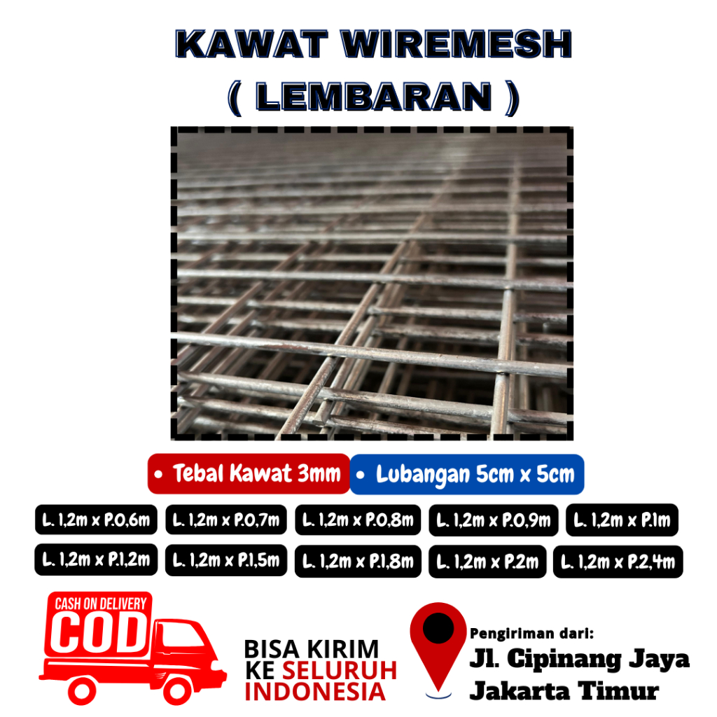 KAWAT WIREMESH / LOKET GALVANIS 3MM LUBANGAN 5CM X 5CM