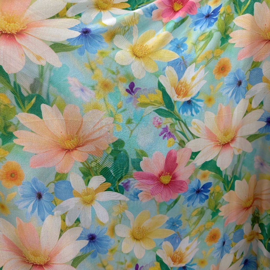 KAIN RAYON VISCOSE PREMIUM MOTIF BUNGA BESAR - KAIN RAYON MOTIF KEMBANG BESAR HARGA/0,5M