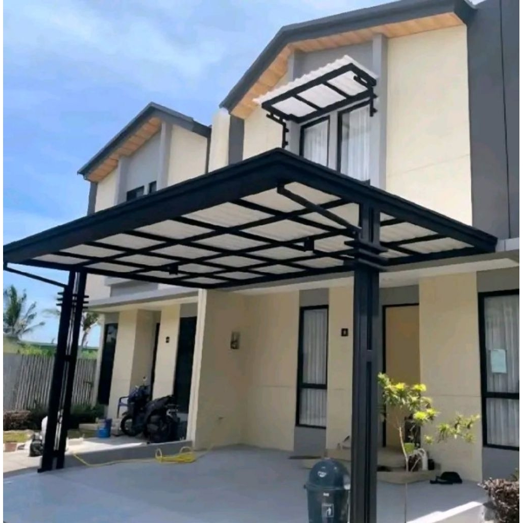 kanopi atap alderon upvc dobel layer rangka hollow galvanis