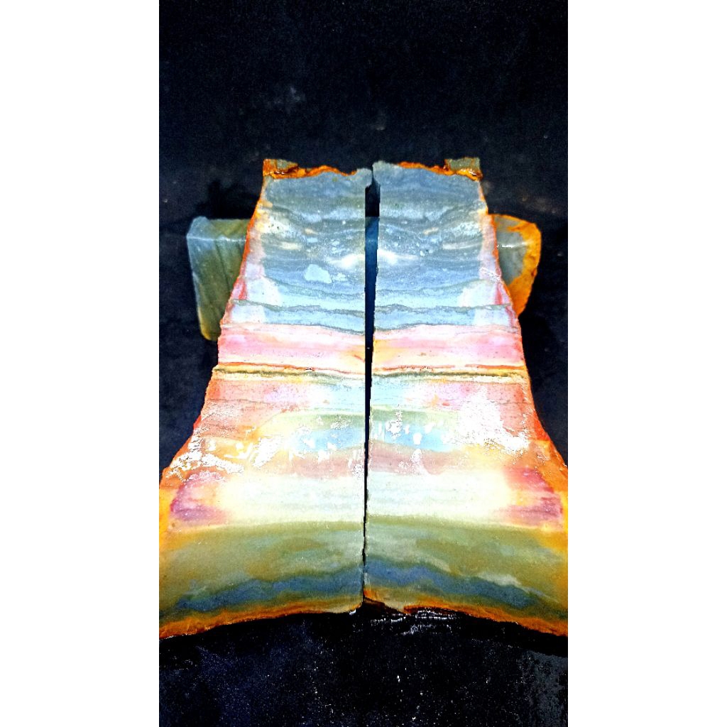 BAHAN BATU AKIK PANCAWARNA KLAWING PELANGI