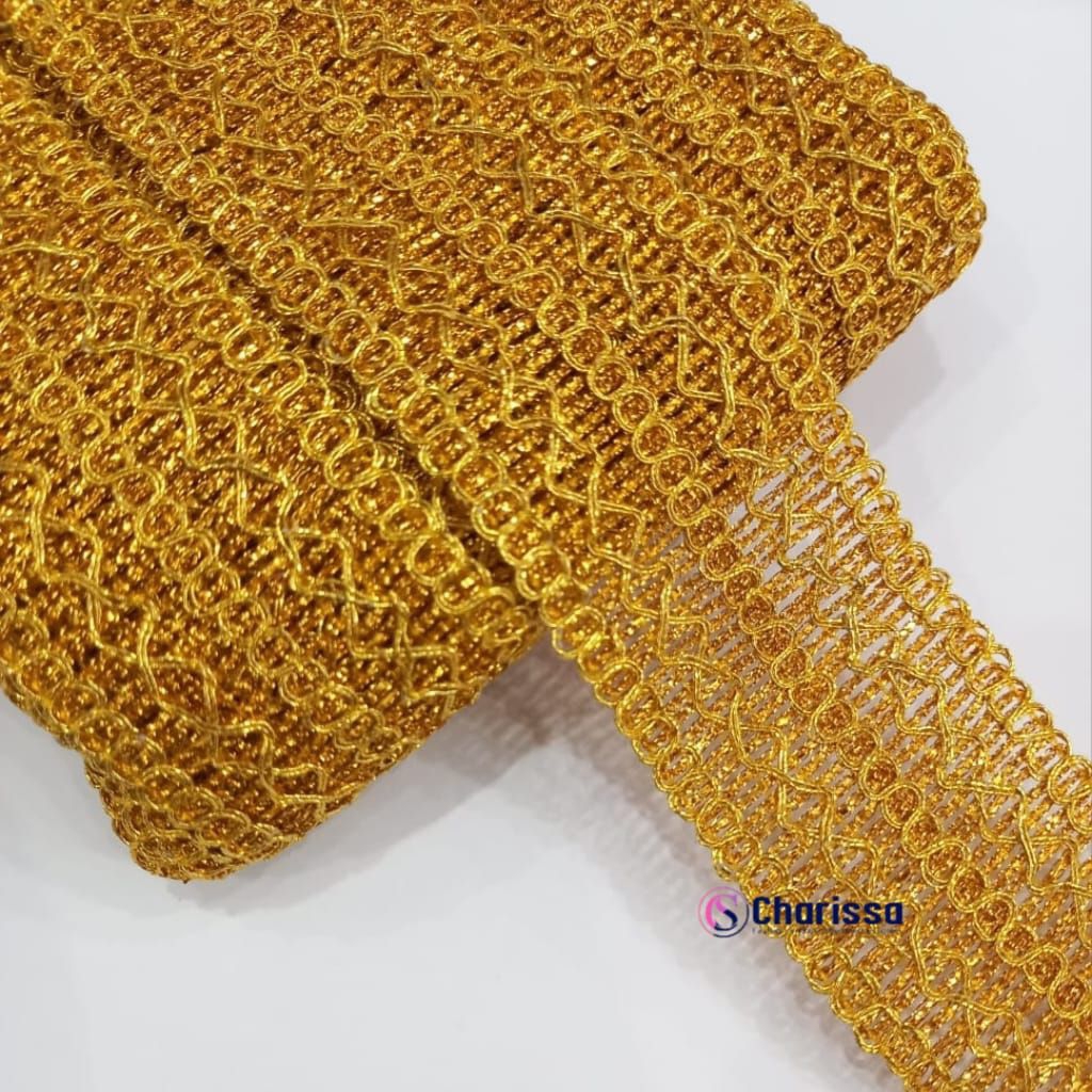 Renda 1869 / renda besar / renda emas / isi -/+ 15 meter / renda mas lebar 4.3 cm