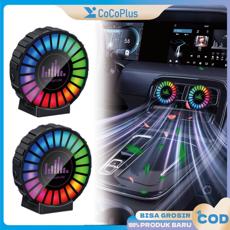 Lampu LED RGB Equalizer Audio Mobil 22 LED Sensor Suara dengan Parfum Aromaterapi USB Plug-in