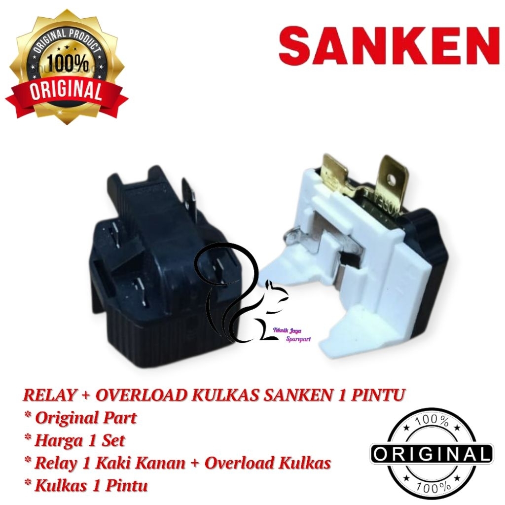 1 Set Relay Dan Overload Kulkas Sanken 1 Pintu Original / Rilay Kulkas Sanken 1 Pintu Original