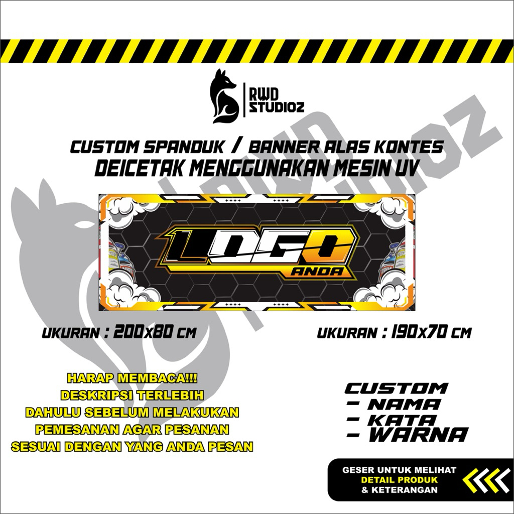 BANNER SPANDUK RACING ALAS KONTES MOTOR DICETAK DENGAN MESIN UV