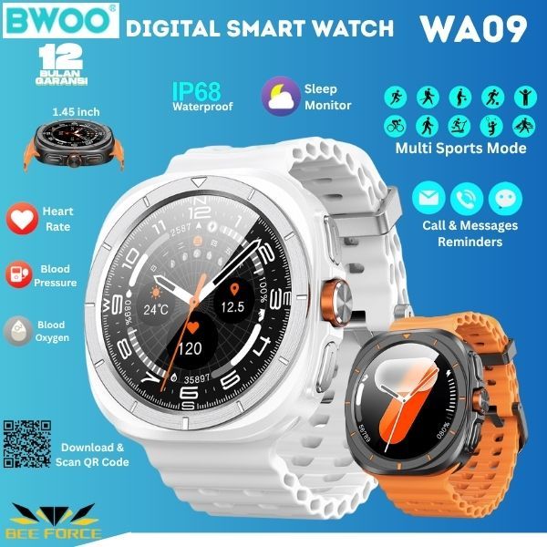 BWOO Smart Watch - WA09 Smart Watch - IP68 Waterproof w/ Health monitoring