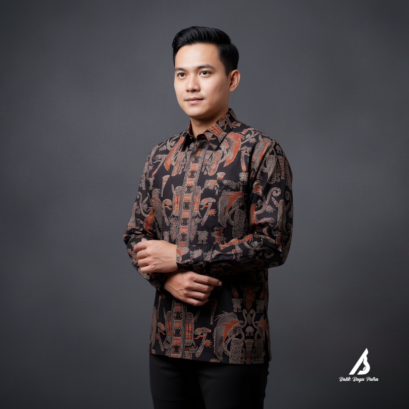 Batik Premium Yogya - Kemeja Batik Pria Formal Lengan Panjang Motif Papua Cendrawasih - Model Modern