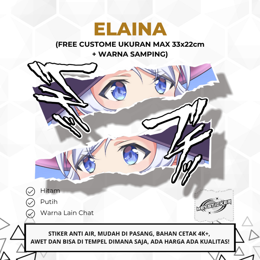 Sticker Stripping Universal All Type Motor Print Cut Stiker Mata Anime Elaina Model 2
