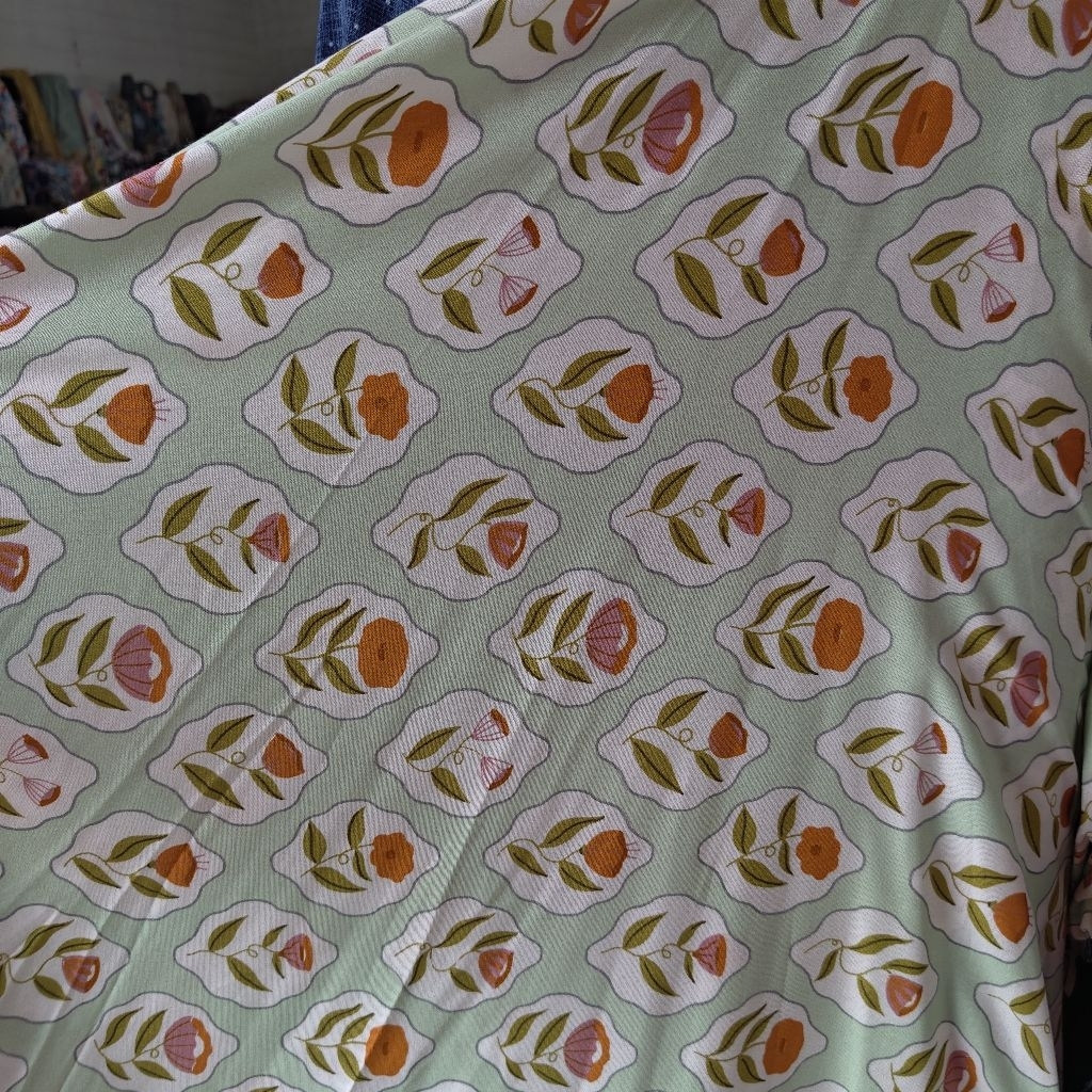 KAIN RAYON VISCOSE PREMIUM MOTIF BUNGA - KAIN RAYON MOTIF KEMBANG HARGA/0,5M