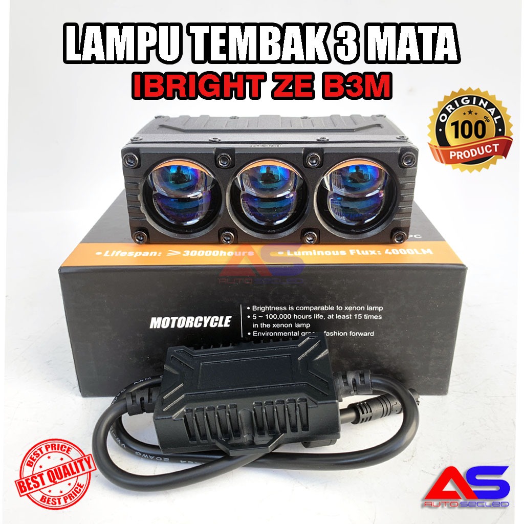 Lampu Tembak Biled 3 Mata ZE B3M Bluelens Cut Off Rapi Biled 3 Kipas Pendingin Devil eyes