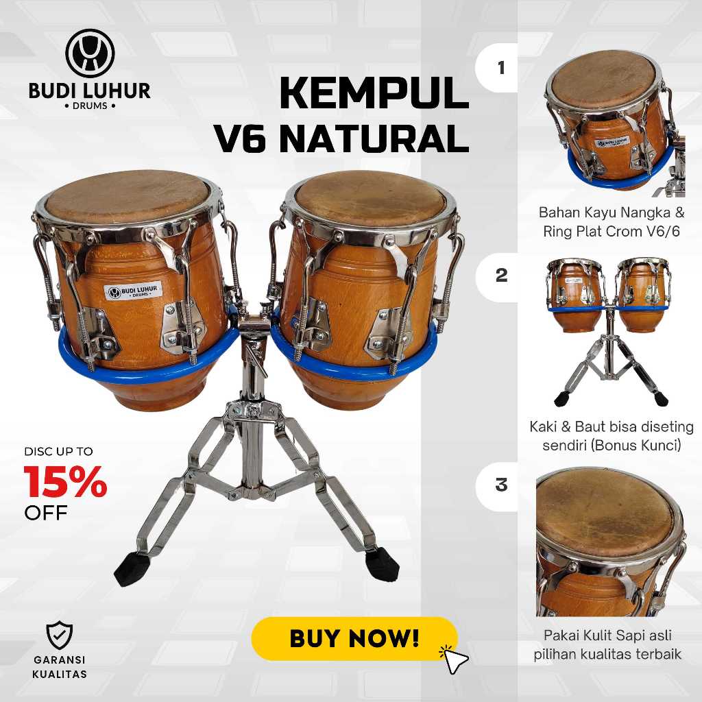Kendang Kempul V6 Natural Dangdut Ketipung Koplo Plak Tung Kayu Nangka Gendang Cimplung Fulset Super