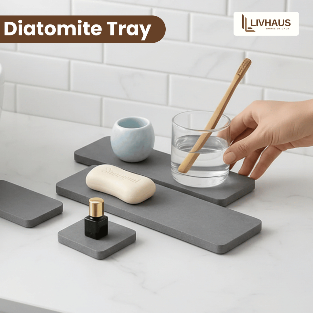 Diatomite Tray Tatakan Botol Sabun Gelas Coaster Aesthetic Tempat Alat Mandi