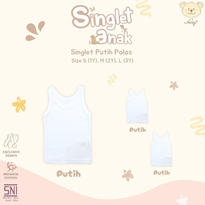 NARY Singlet Anak & Bayi - Singlet Putih Polos 0-6 Bulan & 1-3 tahun (1 pcs) - Lavie Baby House