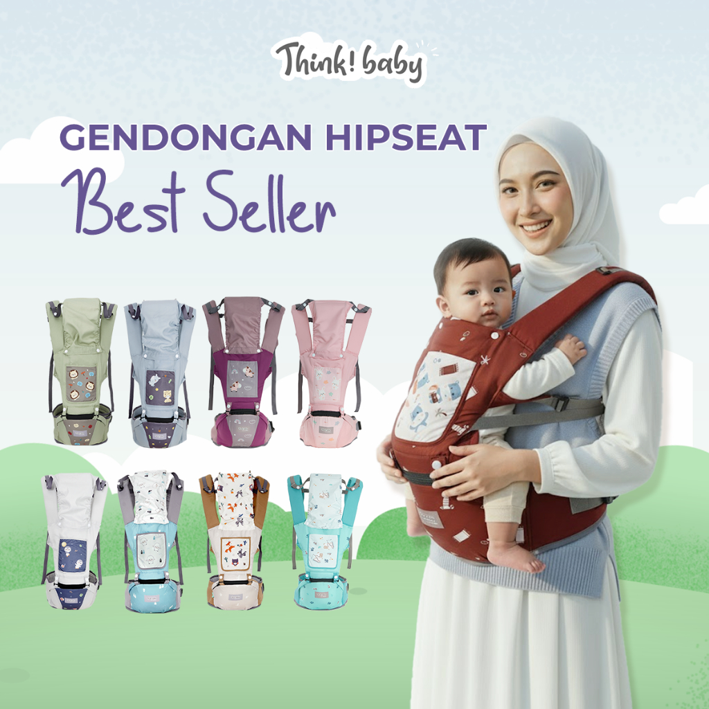 Think Baby Gendongan Bayi Hipseat Karakter + Saku + Penutup Kepala