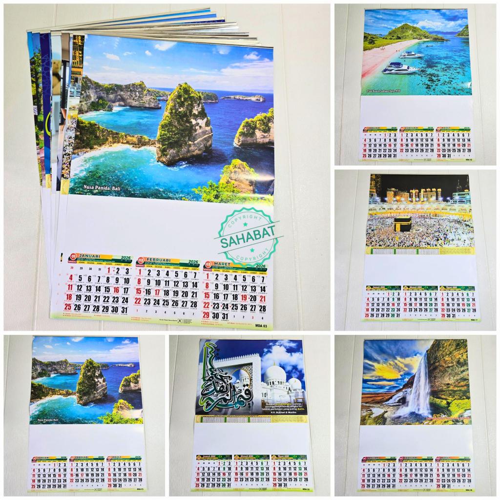 KALENDER TRIWULAN MOTIF TERBARU 2026/ KALENDER 4 LEMBAR 2026 MOTIF MENARIK/KALENDER TERBARU 2026