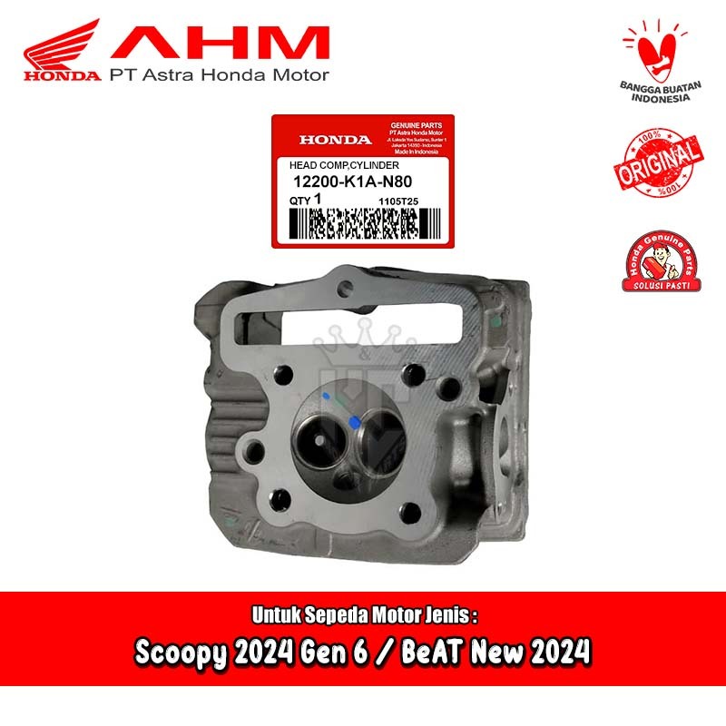 Deksel Kop Cylinder Head Honda BeAT New LED 2024 Scoopy 2024 Gen 6 AHM 12200-K1A-N80
