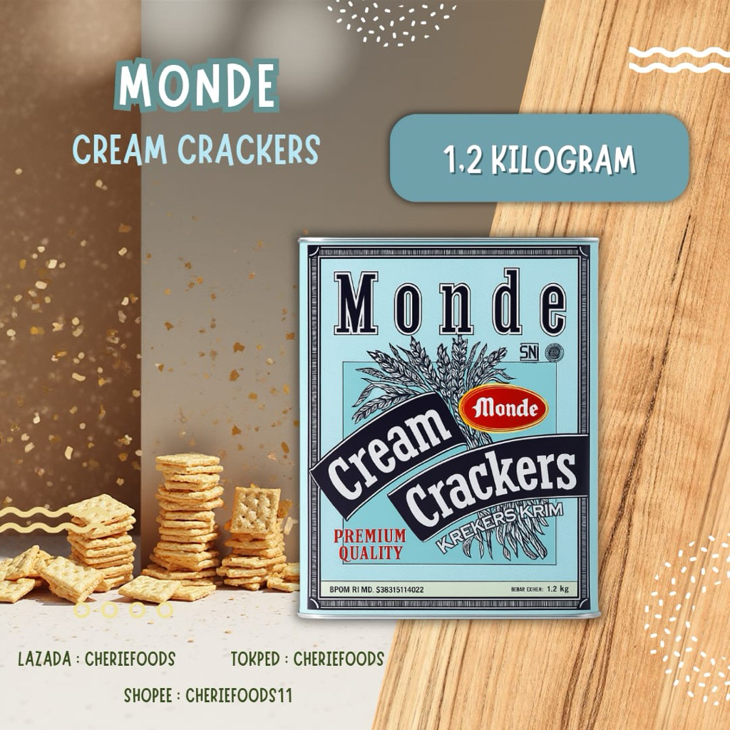 Monde Cream Crackers Kaleng - 1,2kg / Monde Kaleng