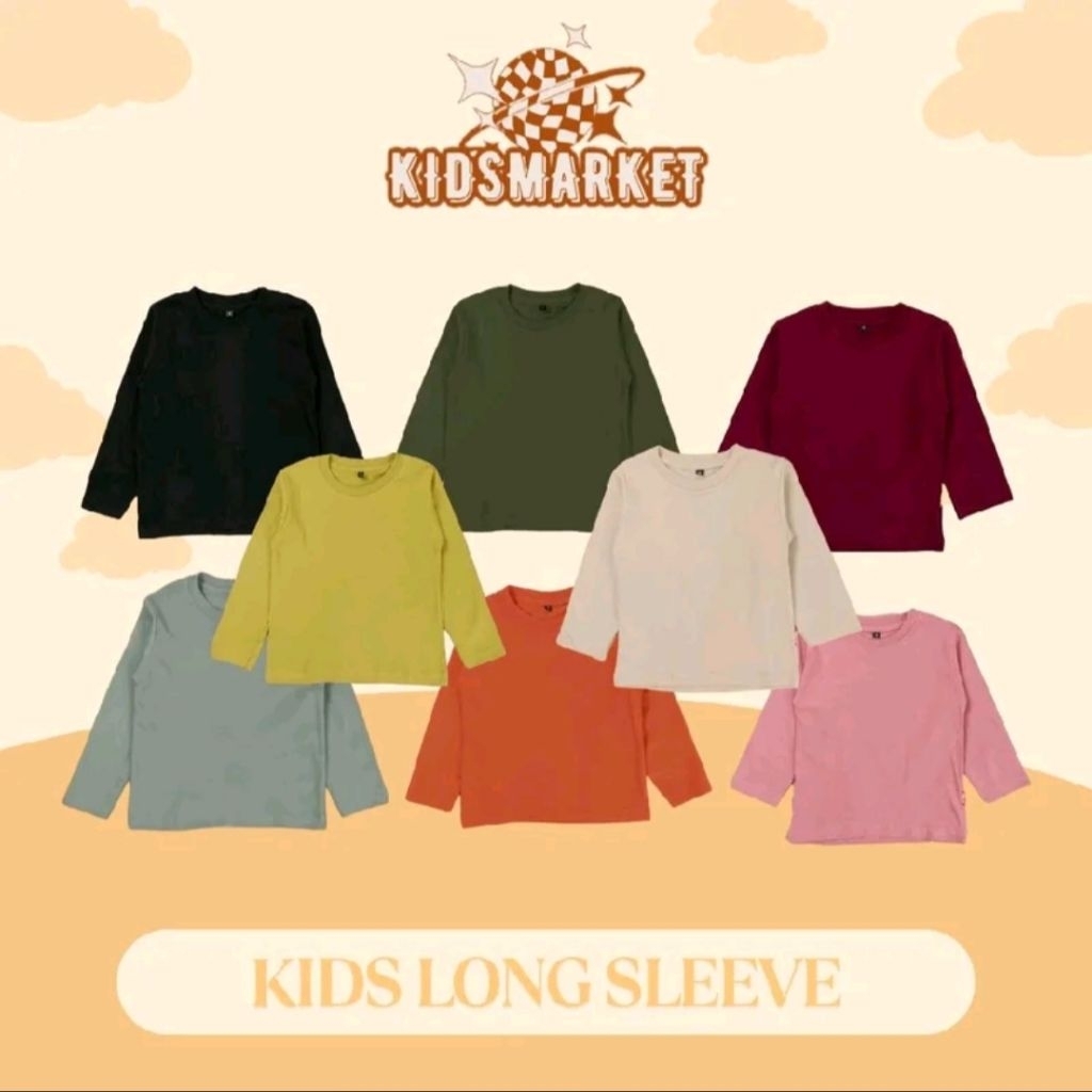 Kaos Anak Polos Panjang T-shirt Fashion Kids Usia 1-12 Tahun