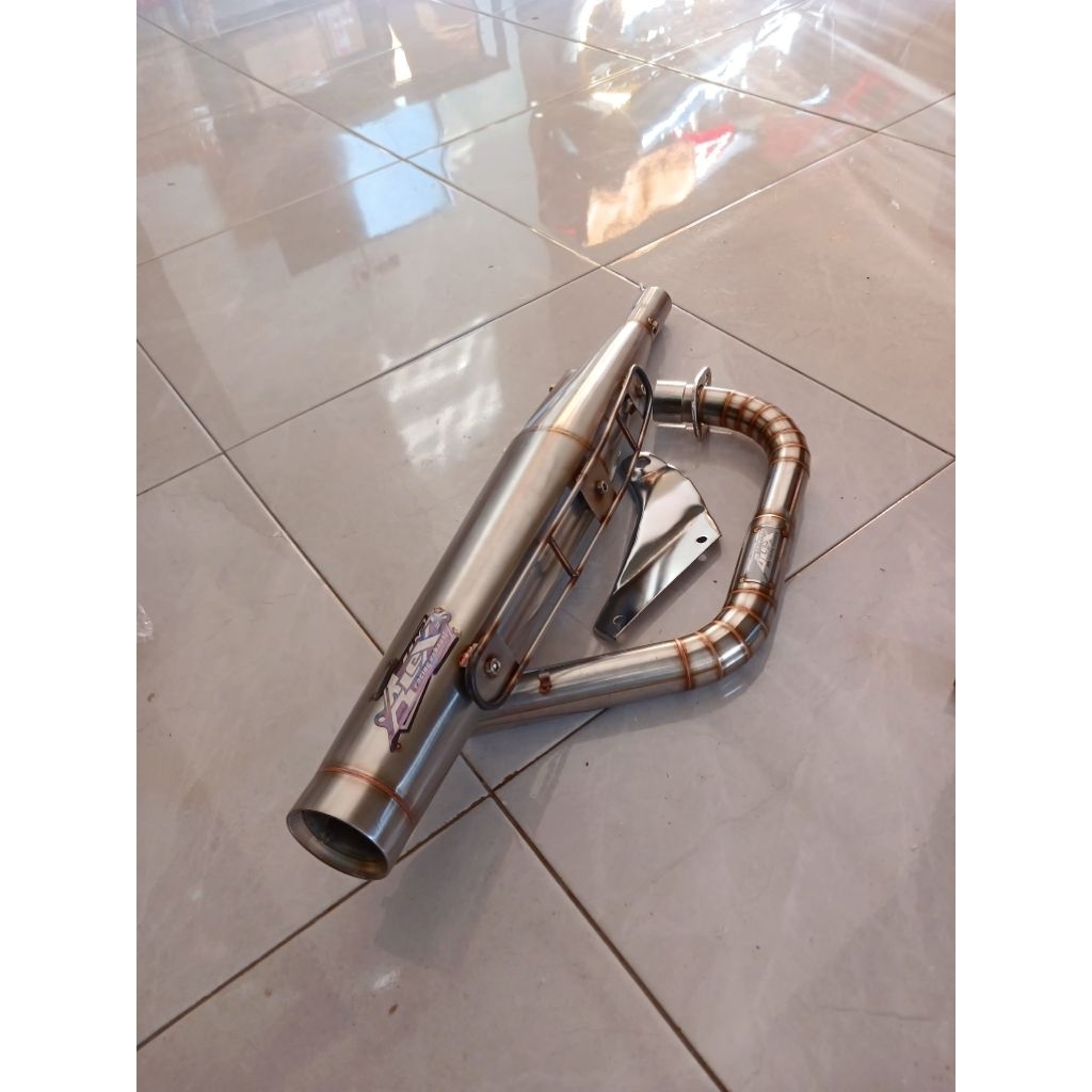 Knalpot stainlis stenlis cb125j 125j cb100 original al ex racing pnp cb gl mp tiger