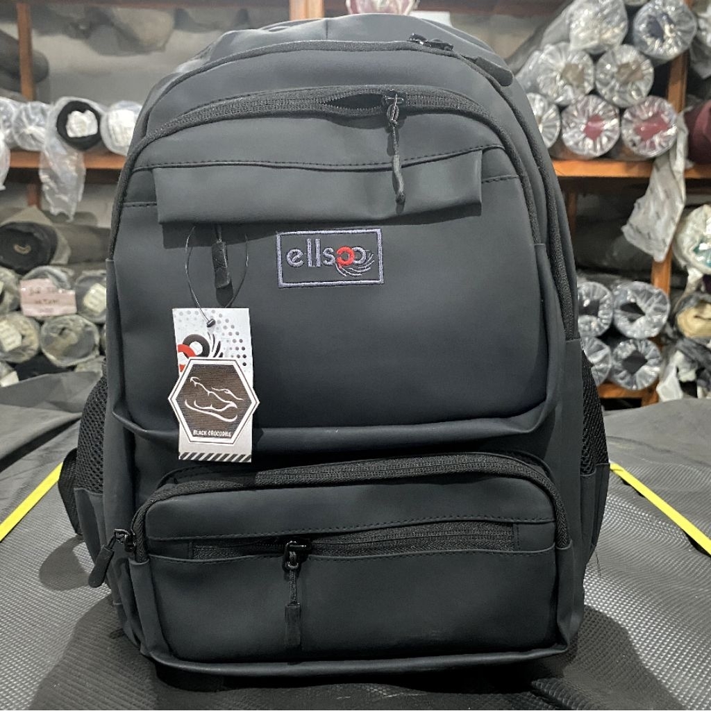 ELLSCO TTP ATS Karet Premium  Hitam Tas Kerja Laptop Ransel Sekolah