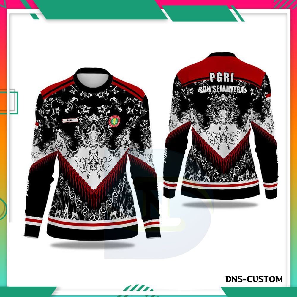 Baju Seragam PGRI Wanita | Baju Kaos PGRI | Baju Olahraga Guru PGRI Wanita Bahan Premium Printing