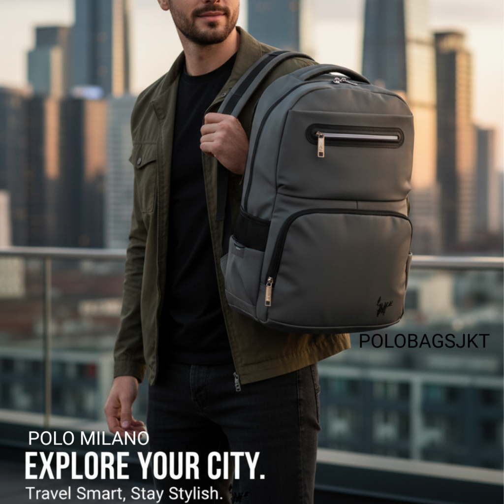 Ransel Pria Polo Milano 88405-18inch, Ransel Import / Kerja / Sekolah / laptop / anti air
