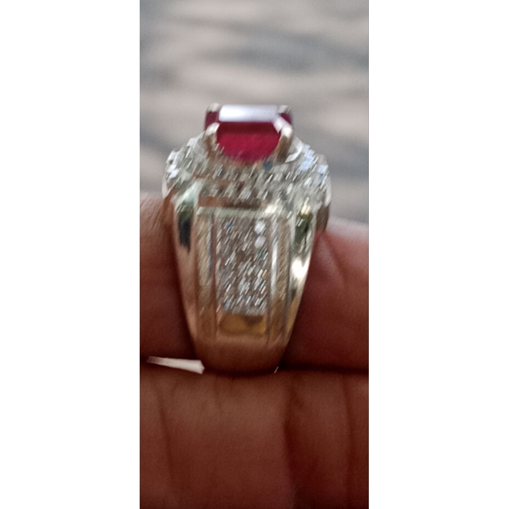 cincin perak permata natural ruby pigeon + memo