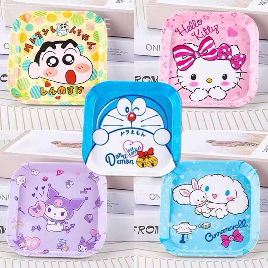 melamin piring kecil kotak persegi bahan melamine karakter spiderman frozen doraemon