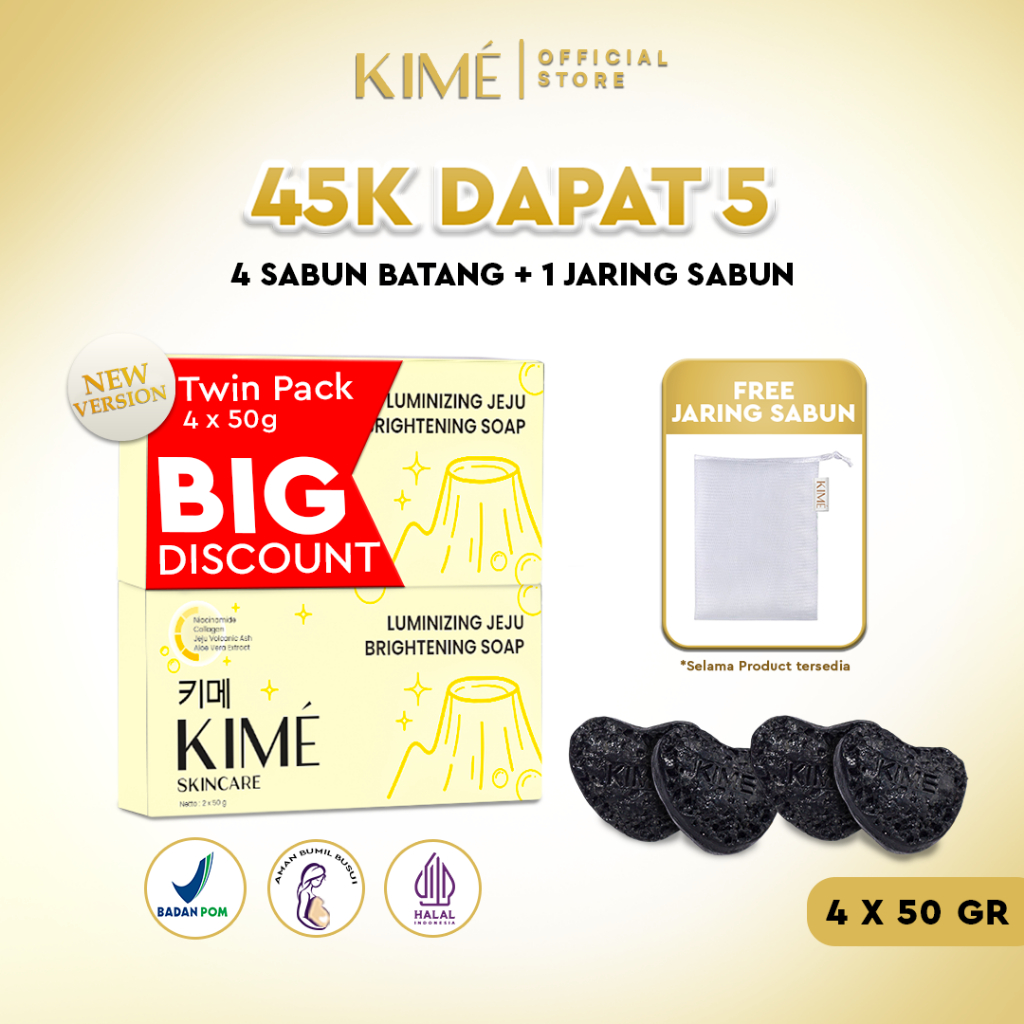 [BUY 2 BOX GET 4 PCS] KIME LUMINIZING JEJU BRIGHTENING SOAP – Sabun Batang Pencerah Badan & Wajah