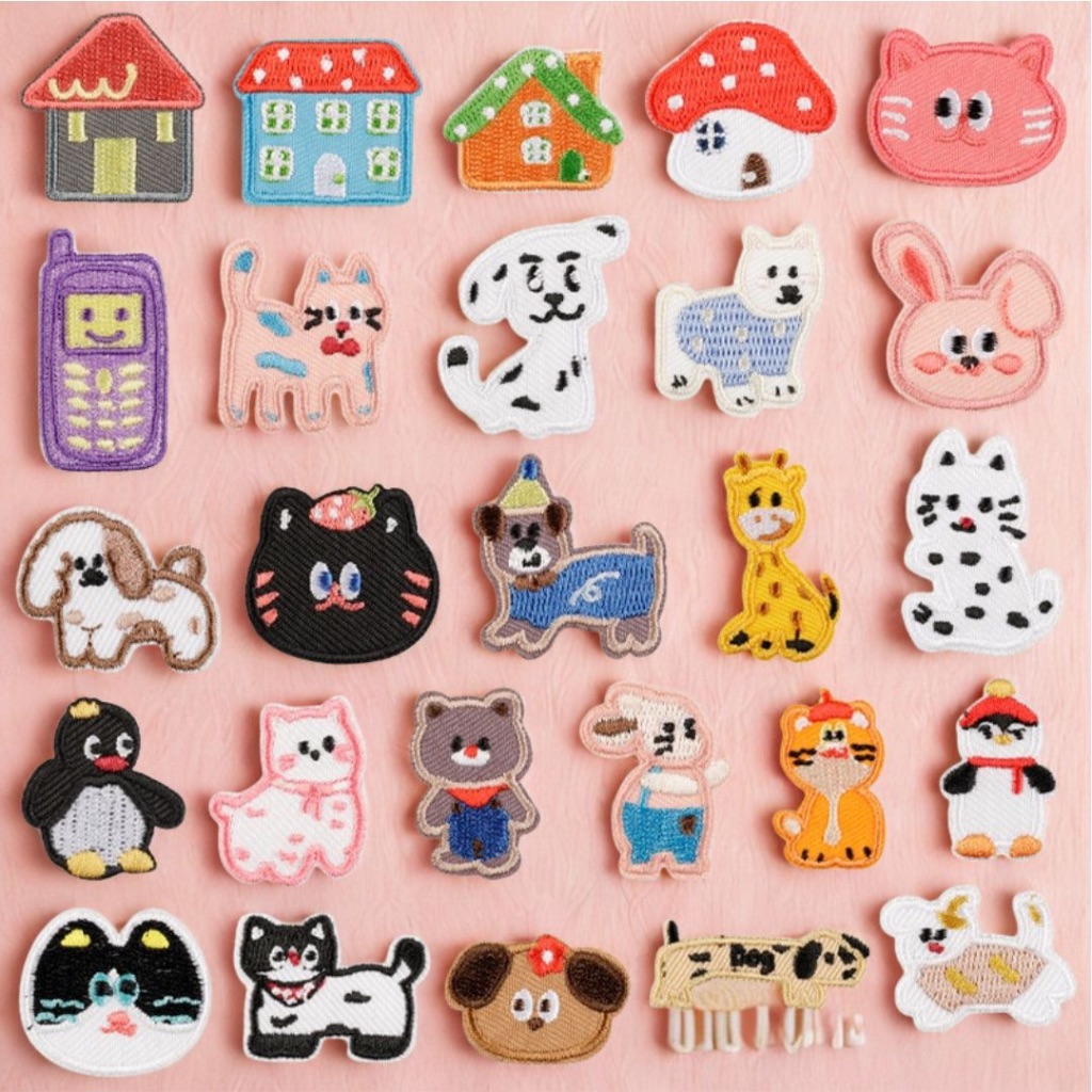 Patch Webbing Bordir Tempel DIY Webbing Keychain Motif Hewan Rumah