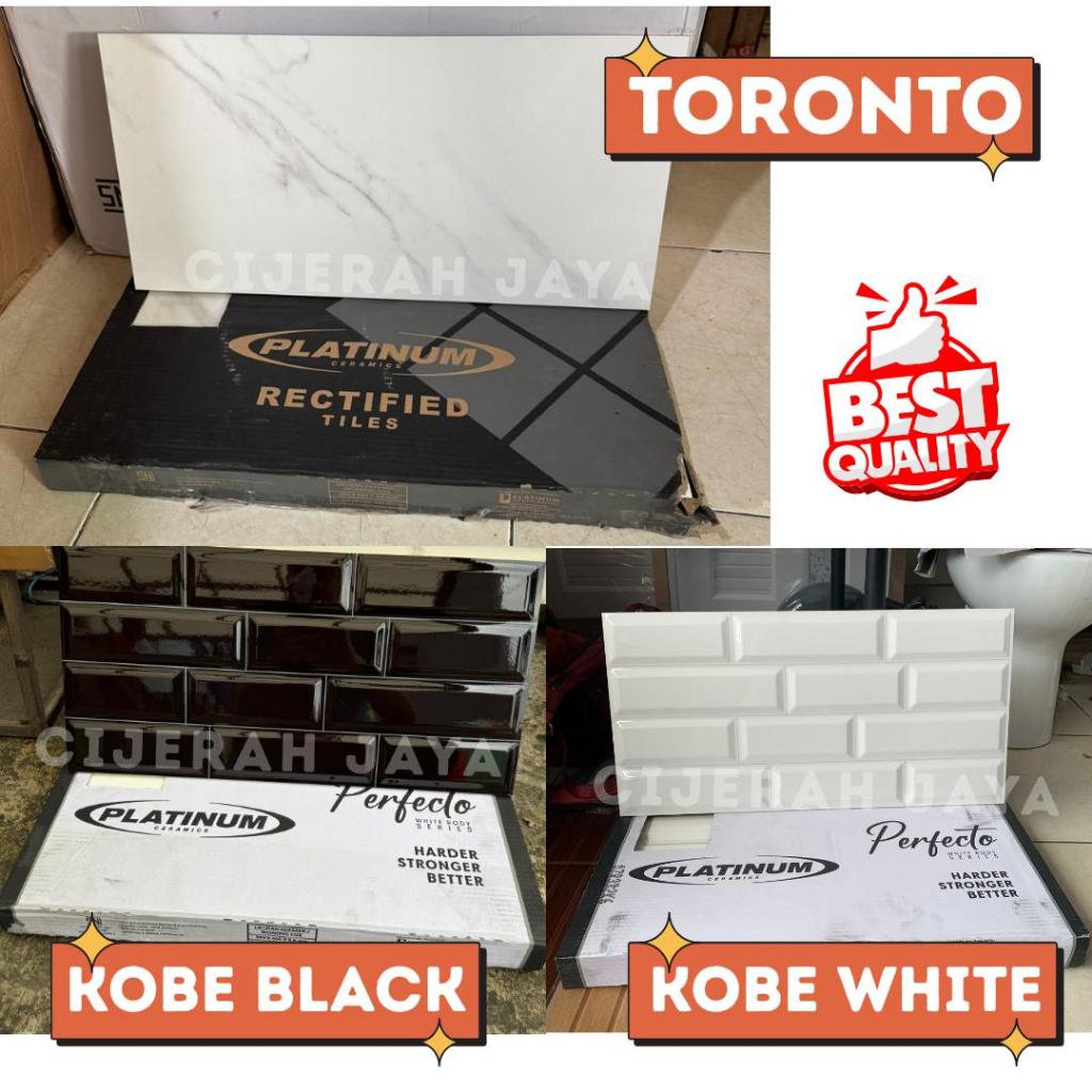 KERAMIK PLATINUM 30X60 KOBE WHITE EMBOSSED MOTIF BATA PUTIH / KERAMIK DINDING DAPUR WC TOILET KAMAR 