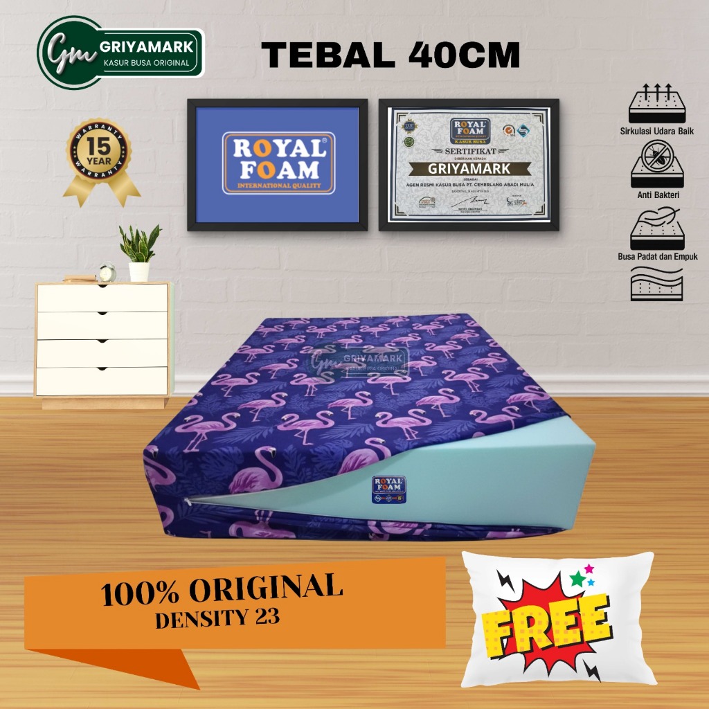 [ Tebal 40cm ] Kasur Busa Royal Foam Density 23 Original Garansi 15 Tahun Nomor 1 Kualitas Premium A
