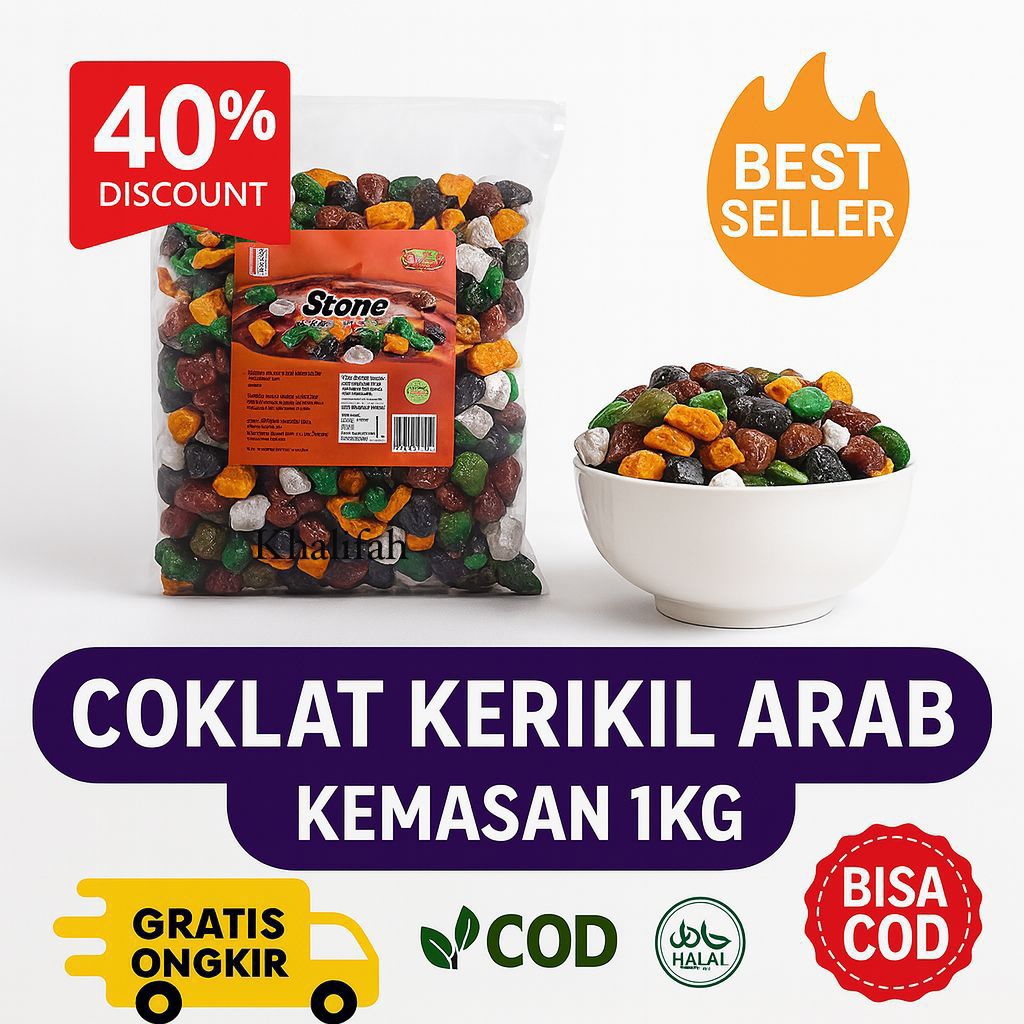 Coklat Batu Kerikil 1 Kg | Coklat Kerikil | Coklat Batu Kerikil Arab | Coklat Arab Halal
