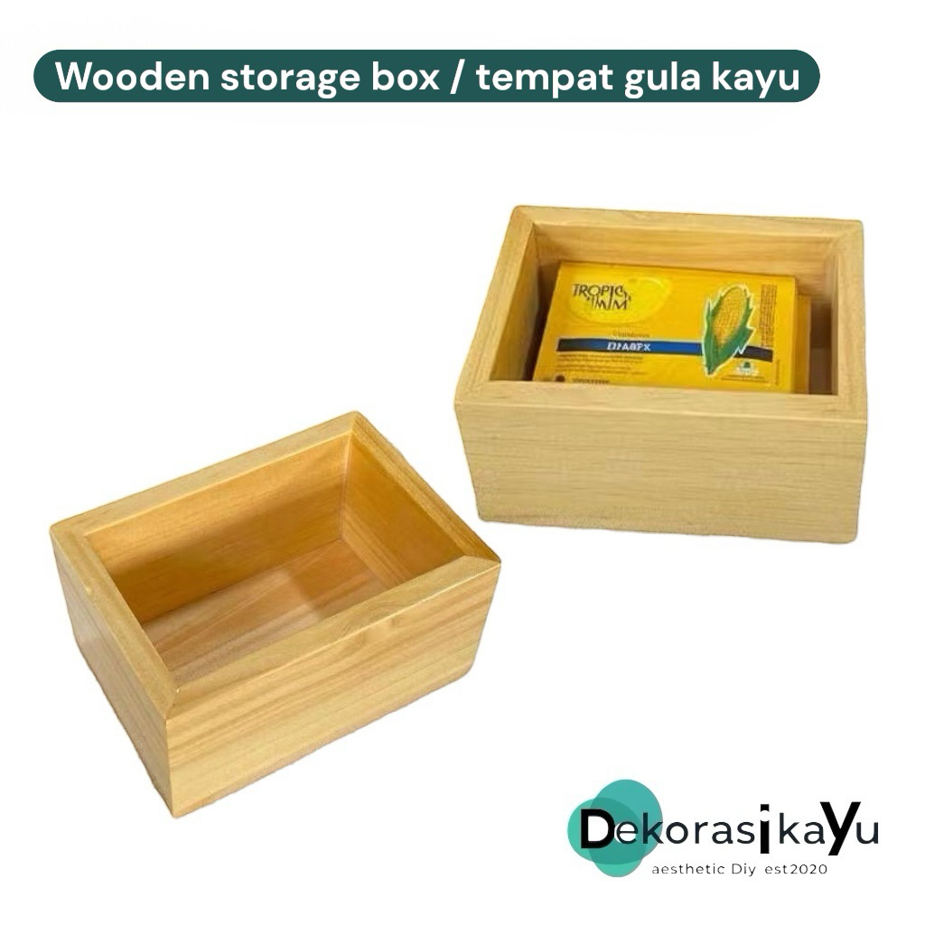 wooden storage box full kayu kotak penyimpanan serbaguna minimalis aesthetic / rak organizer meja ta