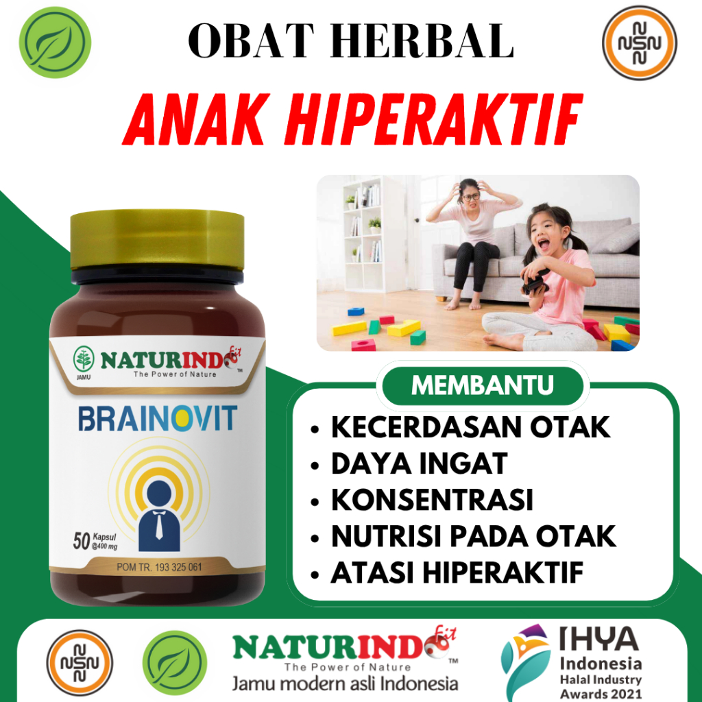 BRAINOVIT Obat Herbal Atasi Anak Hiperaktif Kecerdasan Otak Suplemen Daya Ingat Anak & Dewasa