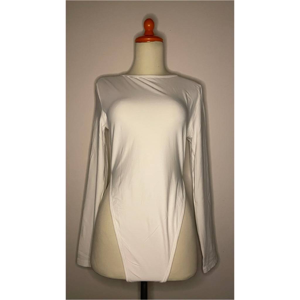 Bodysuit Polos Putih Backless - Overstock Shein