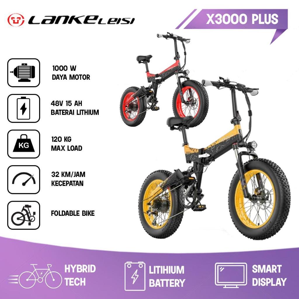 Sepeda Lipat Listrik Smartmoped Lankeleisi X3000 Plus Yellow Electric Teknologi Hybrid