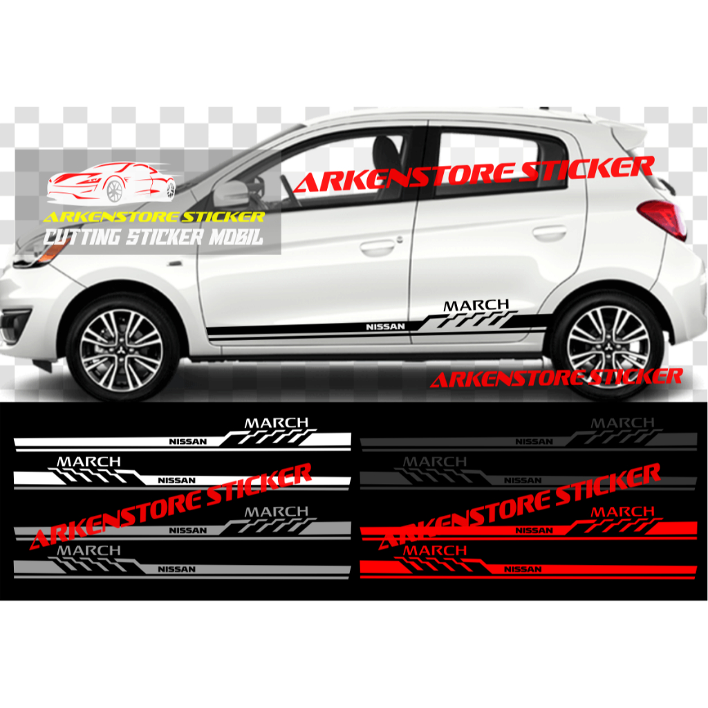 Promo sticker mobil march cutting sticker stiker mobil nissan march stiker march