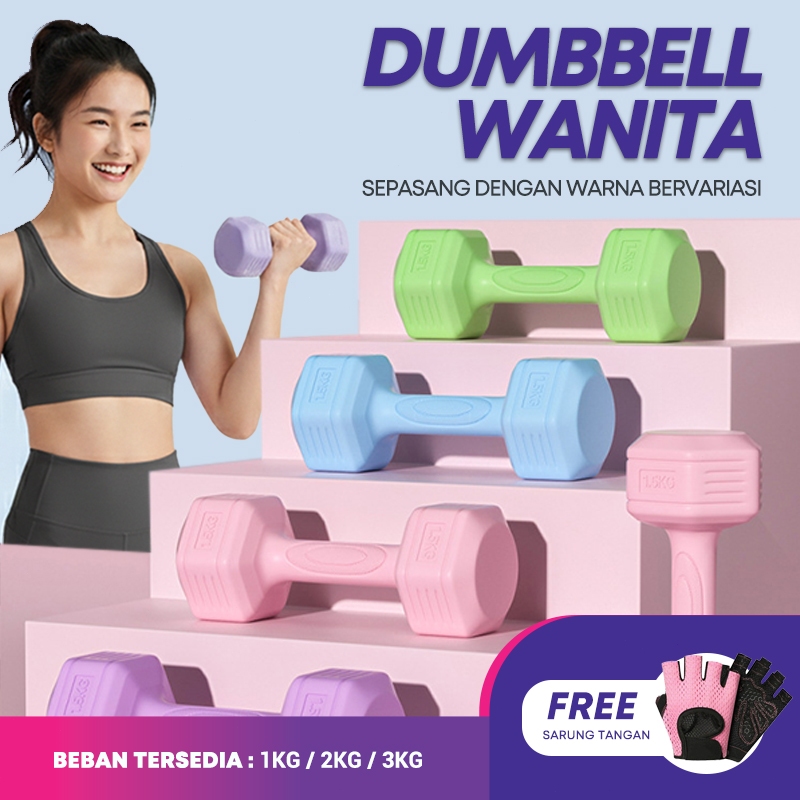 BARBEL WANITA SEPASANG COLORFULL Dumbbell/Dumbell/Barbel Wanita Tersedia Berat 1KG/ 2KG/ 3KG