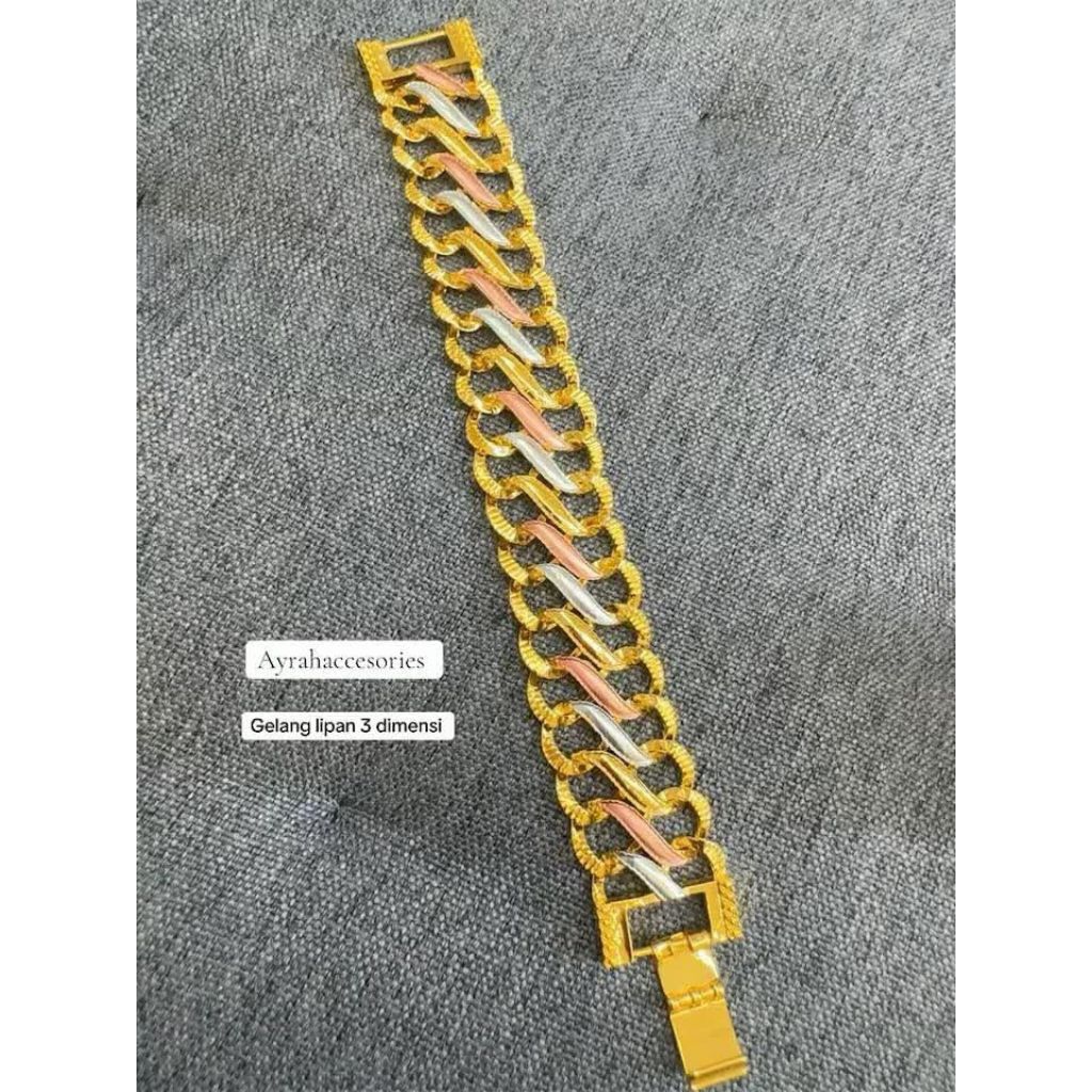 ayrahaccesories gelang rantai lipan dimensi lapisan emas 24 k
