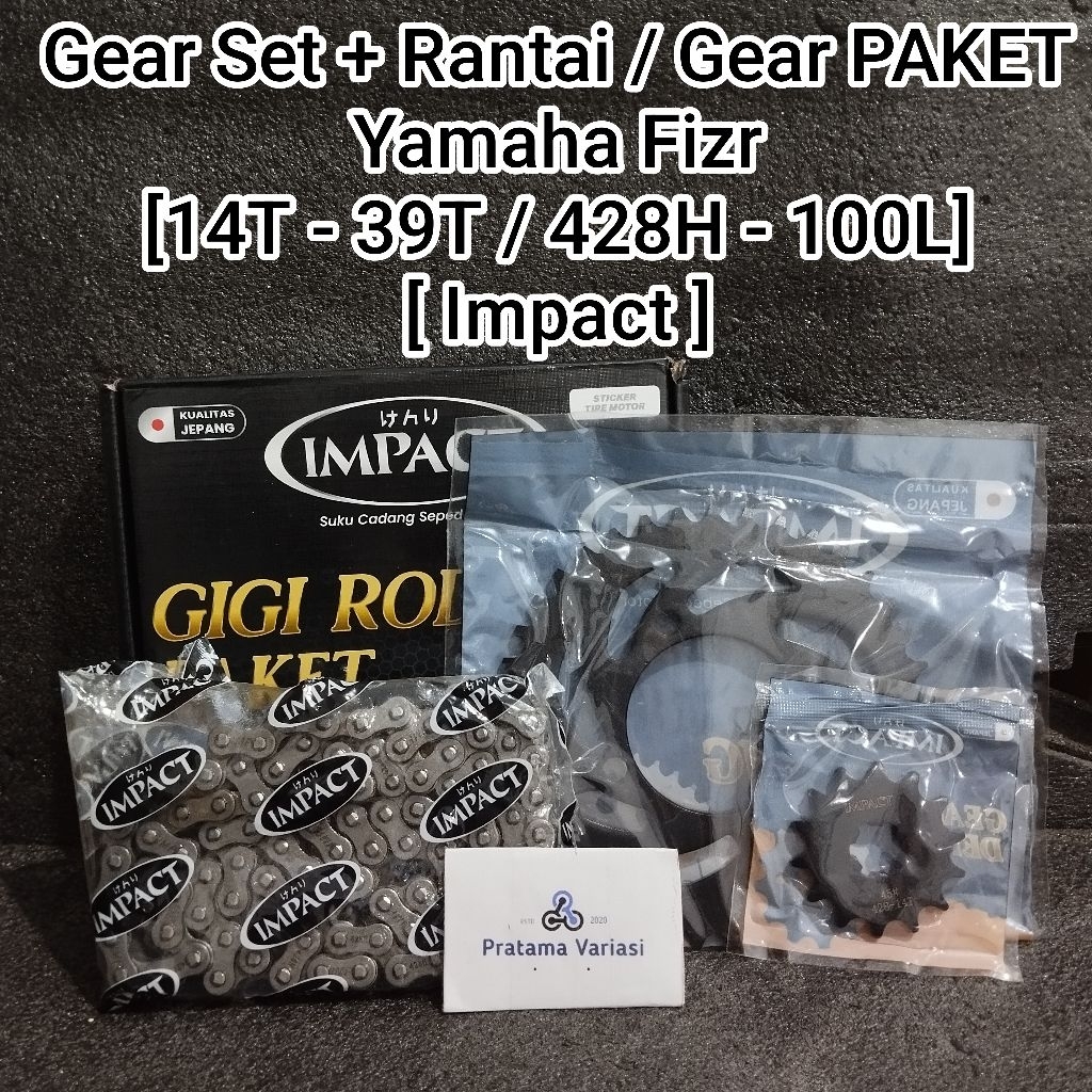 [Impact] Gear Set + Rantai / Gear PAKET - Yamaha Fizr 2 Tak (14/39T 428H-100L)