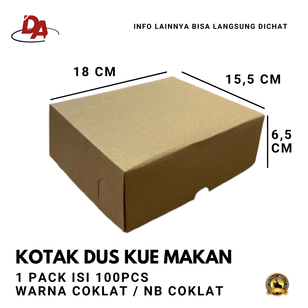 Kotak Snack Kraft Coklat - Box Kue - Dus Kue - Snack Box - LEMBARAN