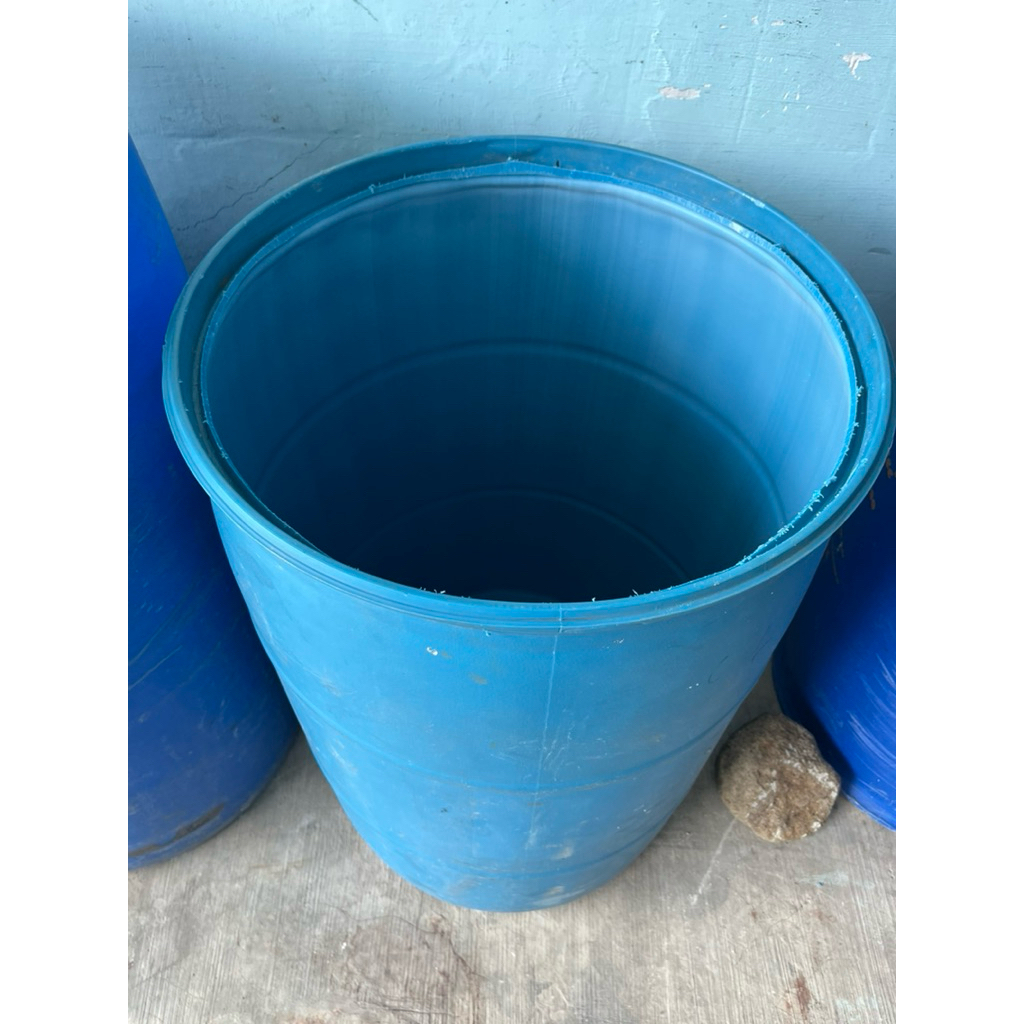 drum tong plastik 200 liter terbuka gentong air super tebal bersih siap pakai