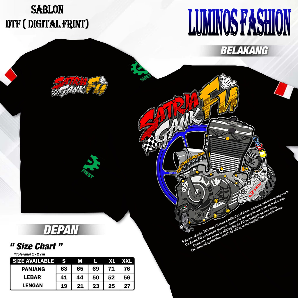"Luminosfashion12 Kaos Racing Suzuki Satria Fu Gank Kaos Herex Stria fu Cotton Combed Bisa Cod