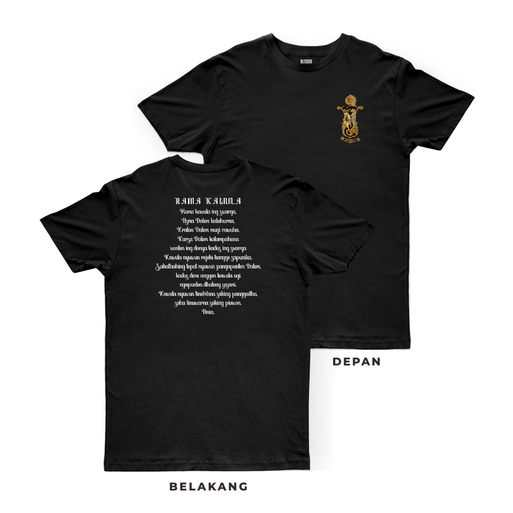 Kaos Rohani Kristen Katolik Pria Wanita | BAPA KAMI JAWA #002 | Warna Hitam | Blessed