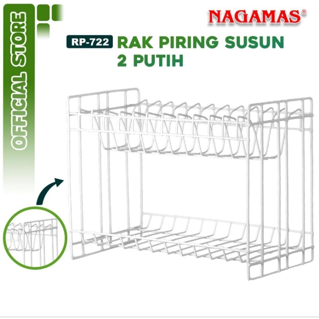 Rak Piring Putih Aestethic NAGA MAS | Rak Piring Meja | Rak piring NAGA MAS 2 Susun dan 3 Susun